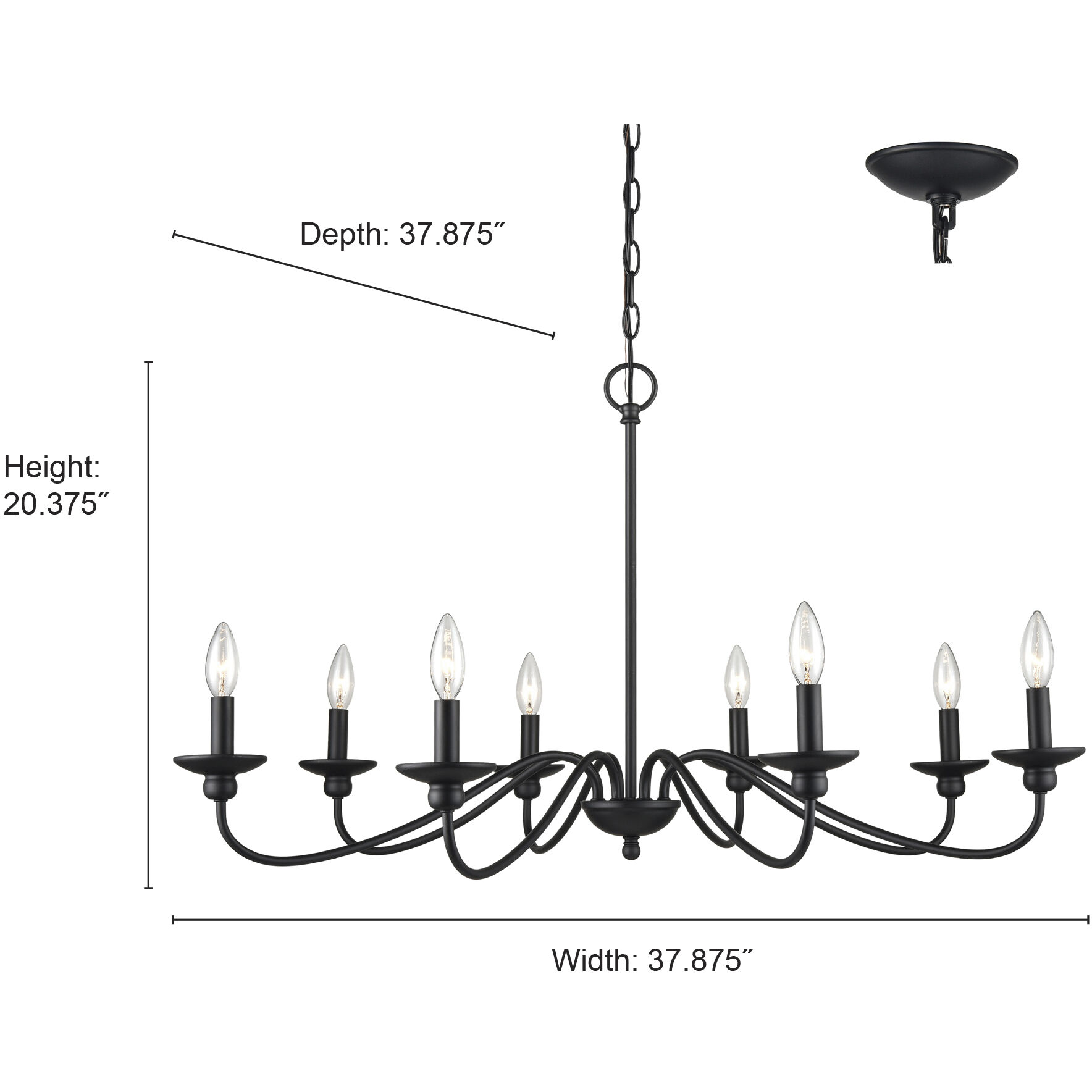 Delvona 8 Light 37.75 inch Matte Black Chandelier Ceiling Light